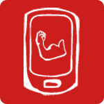 Icon Smartphone mit Armmuskel im Bildschirm