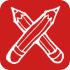 Icon von zwei gekreuzten Bleistiften